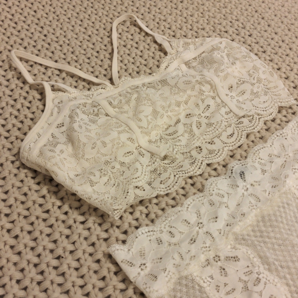 Aerie bralette and high waist panty - Cream color lace - Matching set!